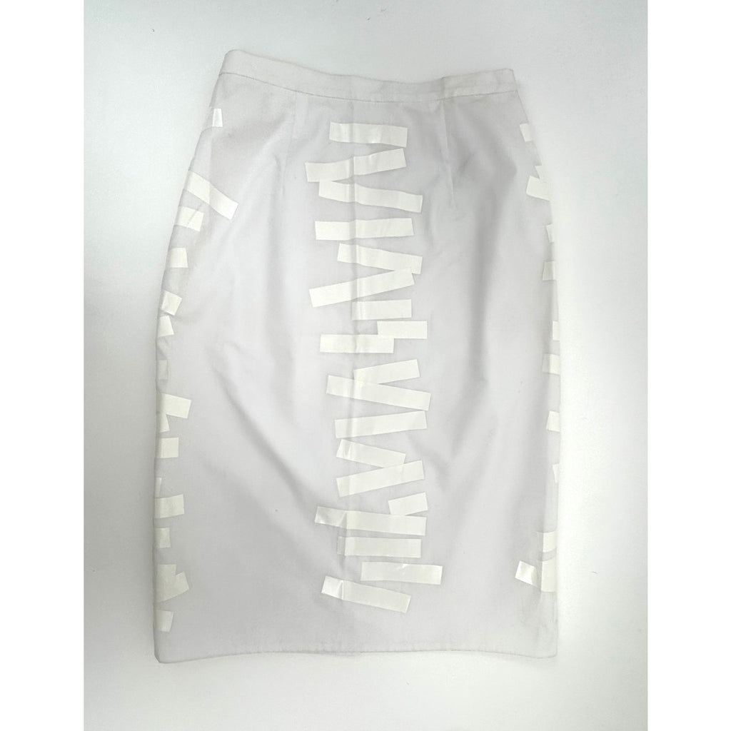 Christopher Kane White Satin Ribbon Appliqué Pencil Skirt EU 38 US 6