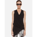 Helmut Lang NWT Black Soft Drape Overlap Asymmetrical Hem Blouse Size L