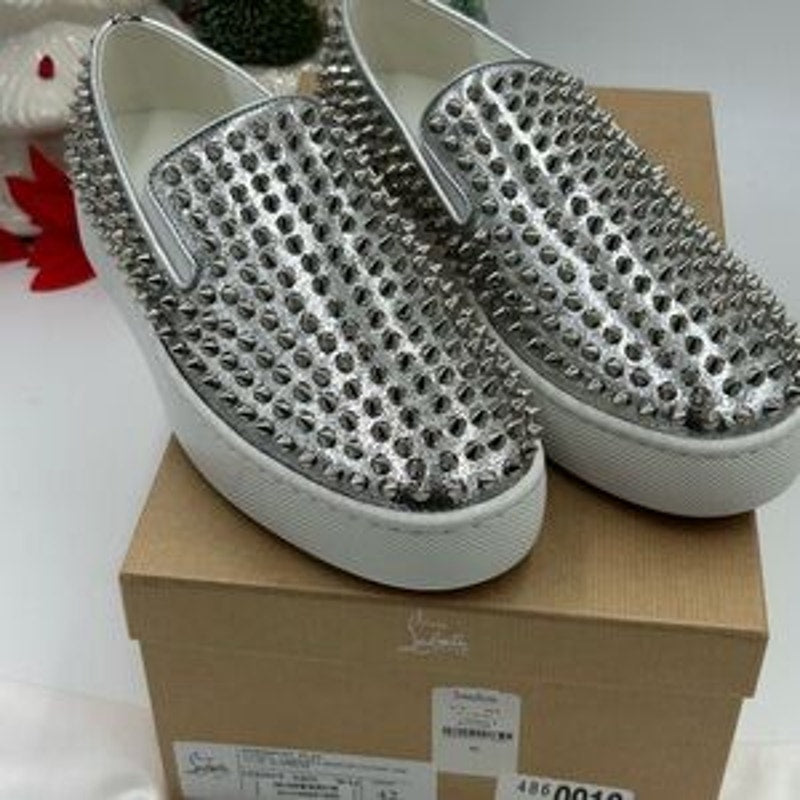 Men's Christian Louboutin roller boat spike slip on sneakers size 42 made Italy
