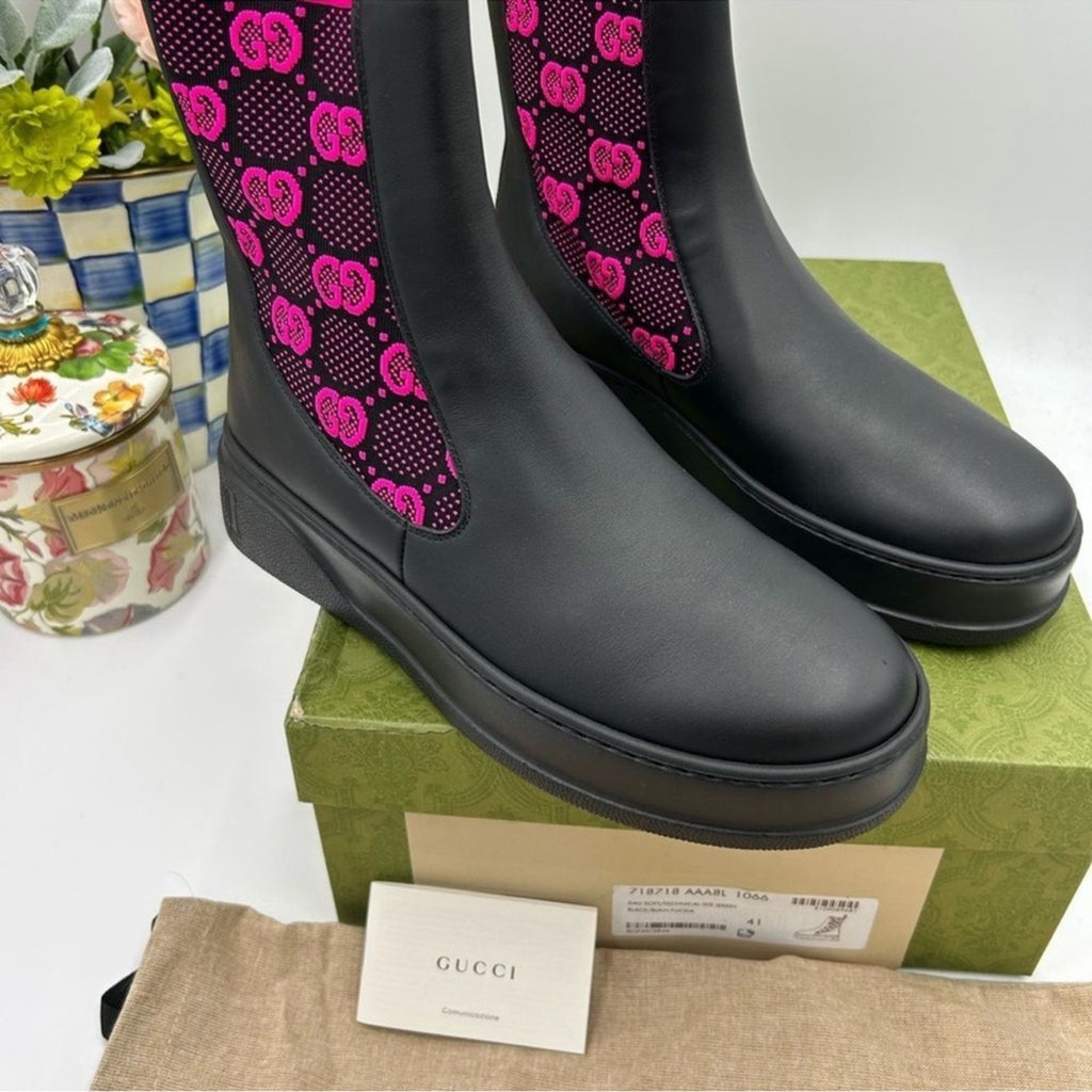 Women's Gucci GG motif Leather, Chelsea boots size 41 made in Italy