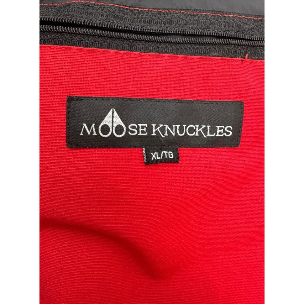 Men's Moose Knuckles Red Puffer Down Jacket With Detachable Fur Hood Size XL