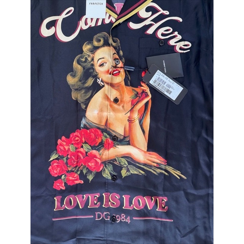 Dolce & Gabbana Silk “Pin Up Come Here” Hawaiian Shirt – IT 42 / L