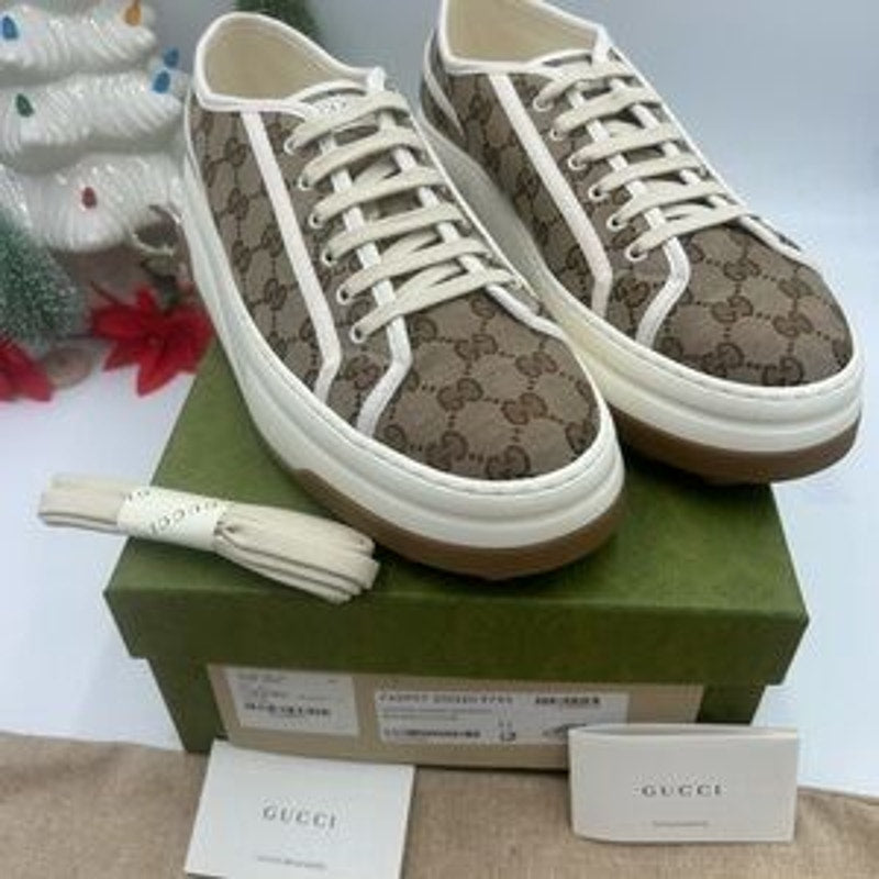 Gucci Brown GG Monogram low top platform Sneakers size 11 made in Italy