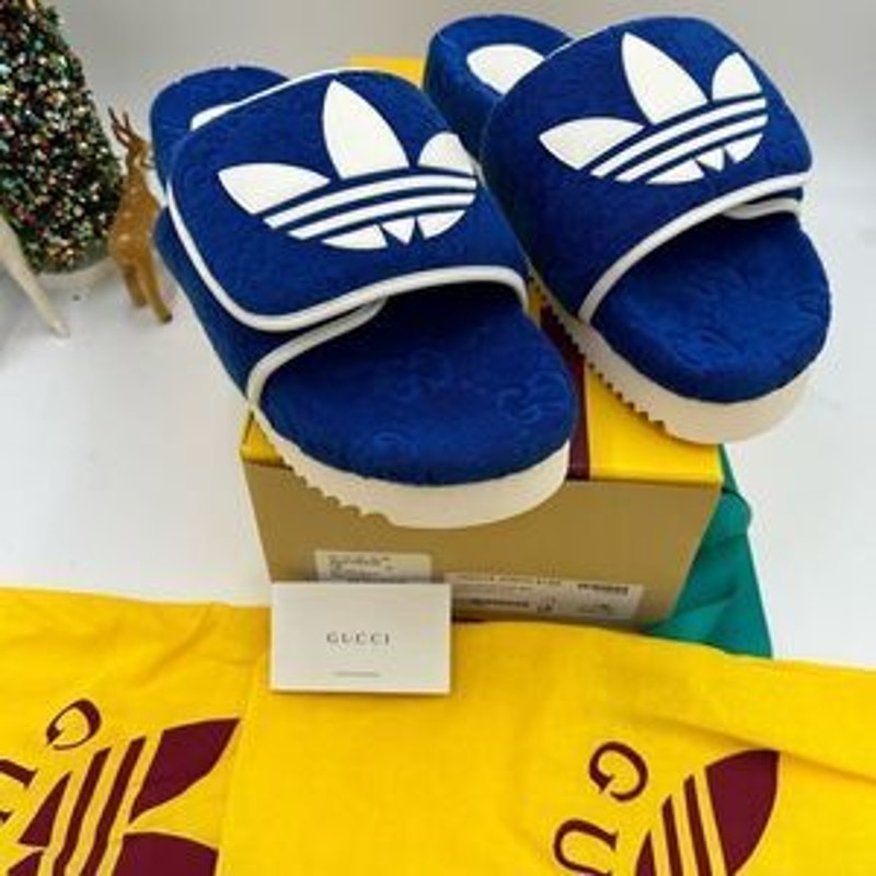 Men’s Gucci X Adidas, slide sandals size 12 made in Italy