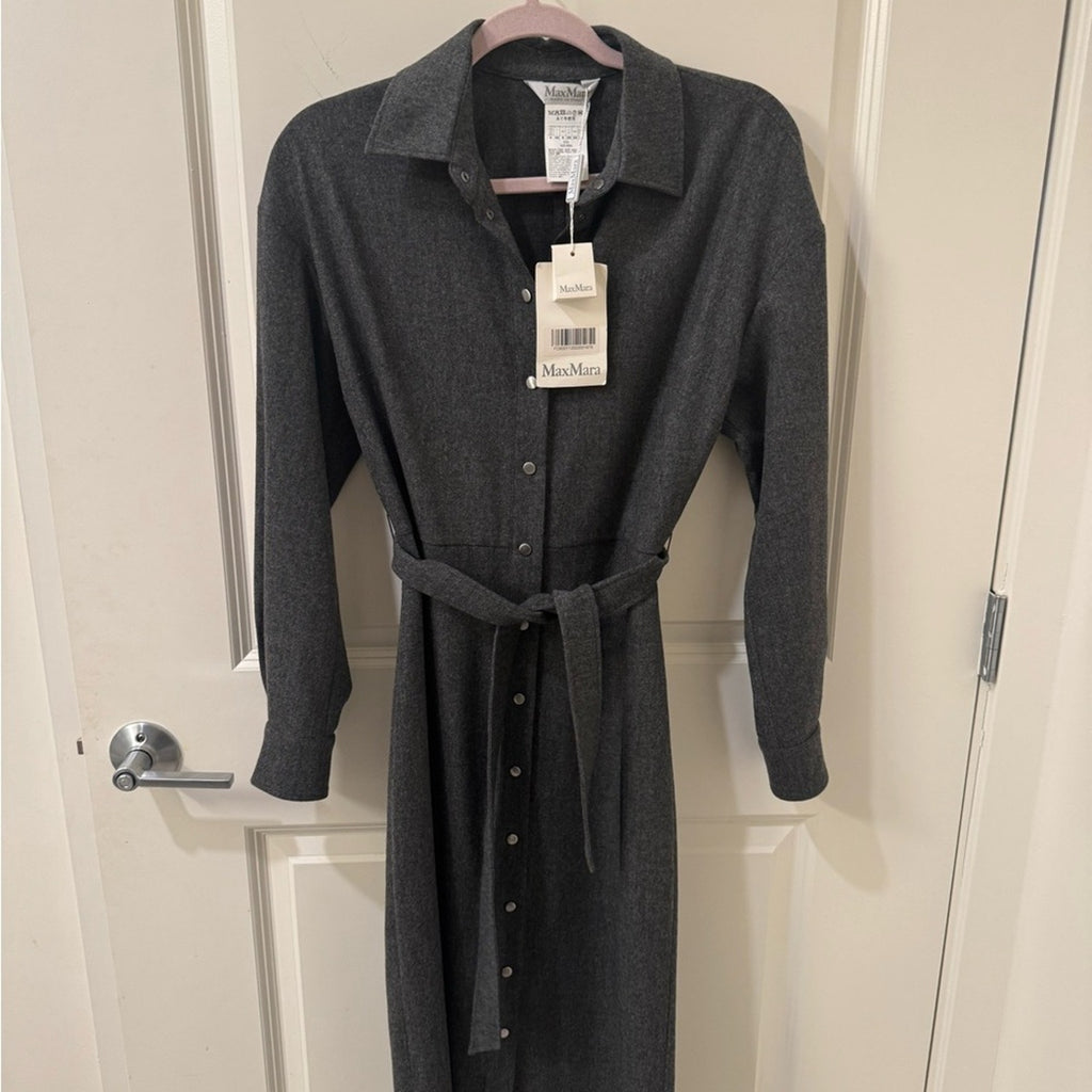 MaxMara Charcoal Wool Blend Fabric