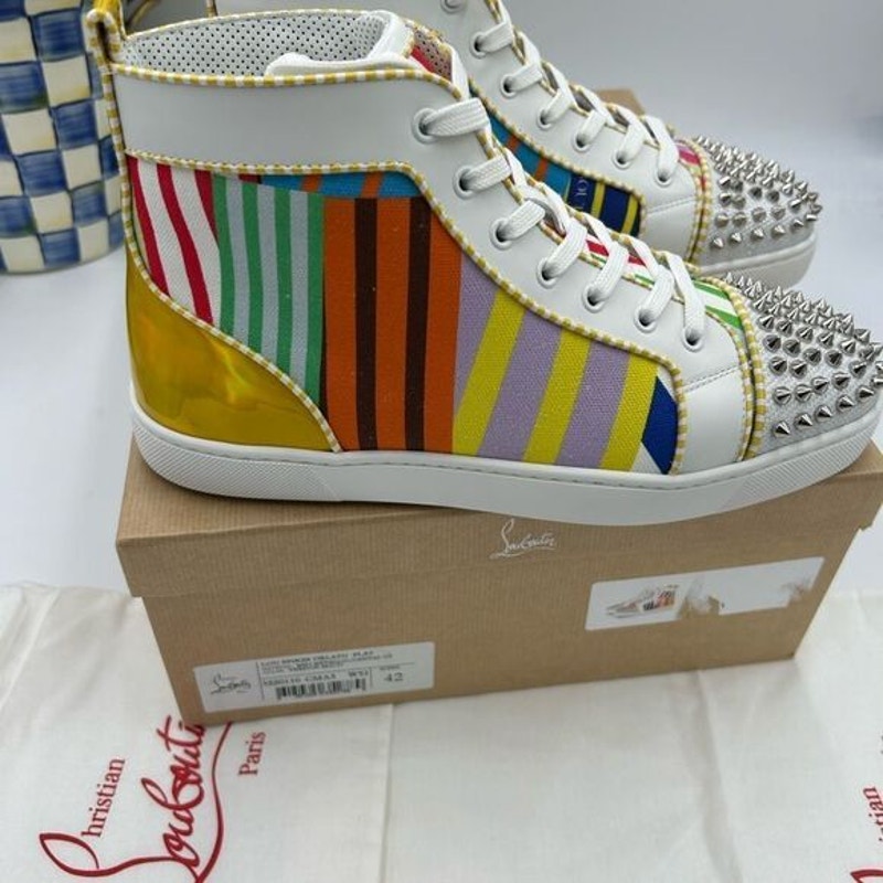 Men’s Christian Louboutin Lou spikes high top sneakers size 42 made in Italy