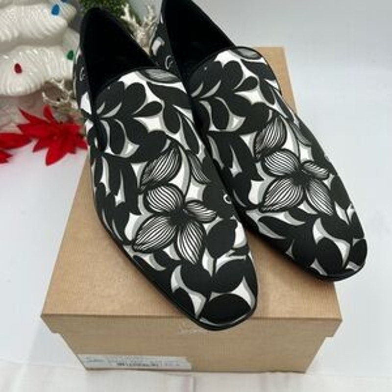 Christian Louboutin Mens dandelion flat black/white loafers size 46.5 Italy