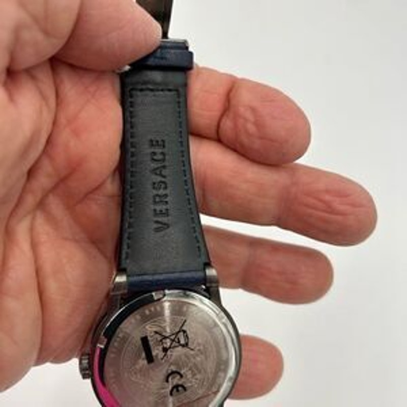 Men’s Versace Palazzo Empire blue/gray quartz 43 mm watch