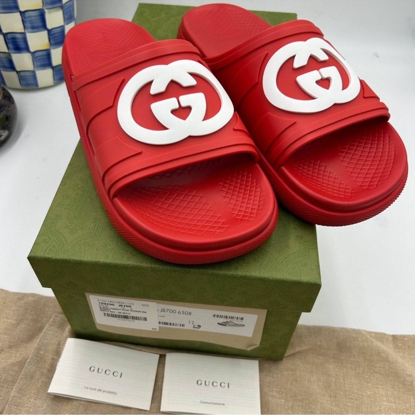 Men's Gucci interlocking G rubber Pool slides
Size 12 
Made in Italy