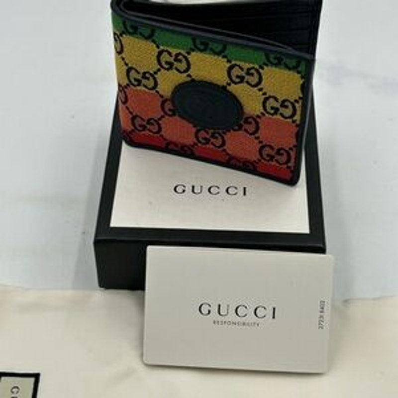Gucci multicolor canvas/leather bifold wallet, made in Italy