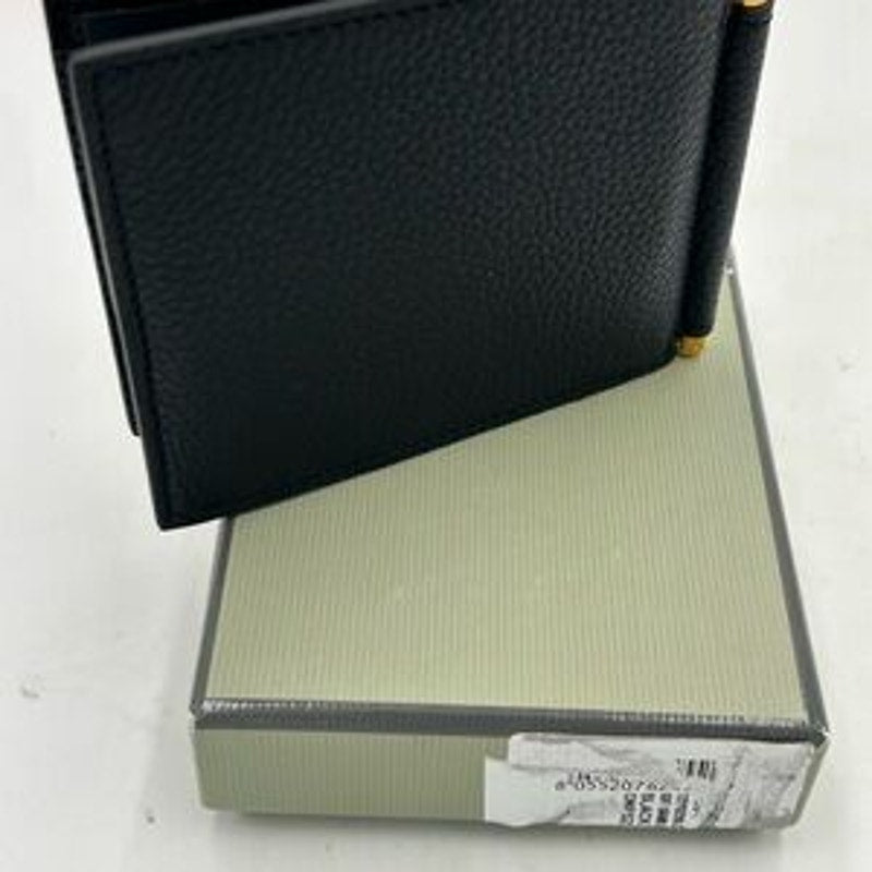 Tom Ford men's money clip wallet with gold tone hardware made in Italy