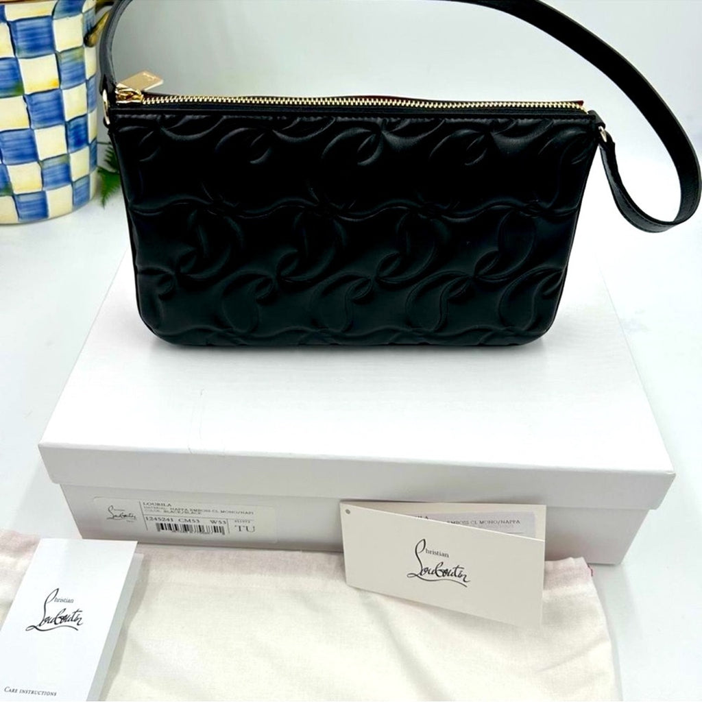 Women's Christian Louboutin shoulder bag CL embossed Napa Leather 
Made in Italy