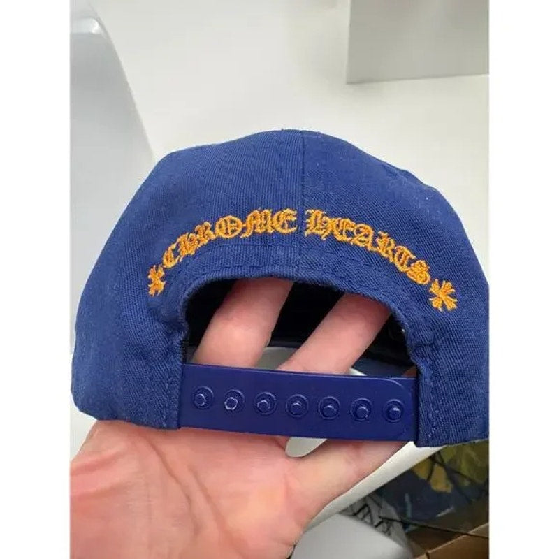 Men's Chrome Hearts Blue/Orange CH Cross Patch Baseball Trucker Hat