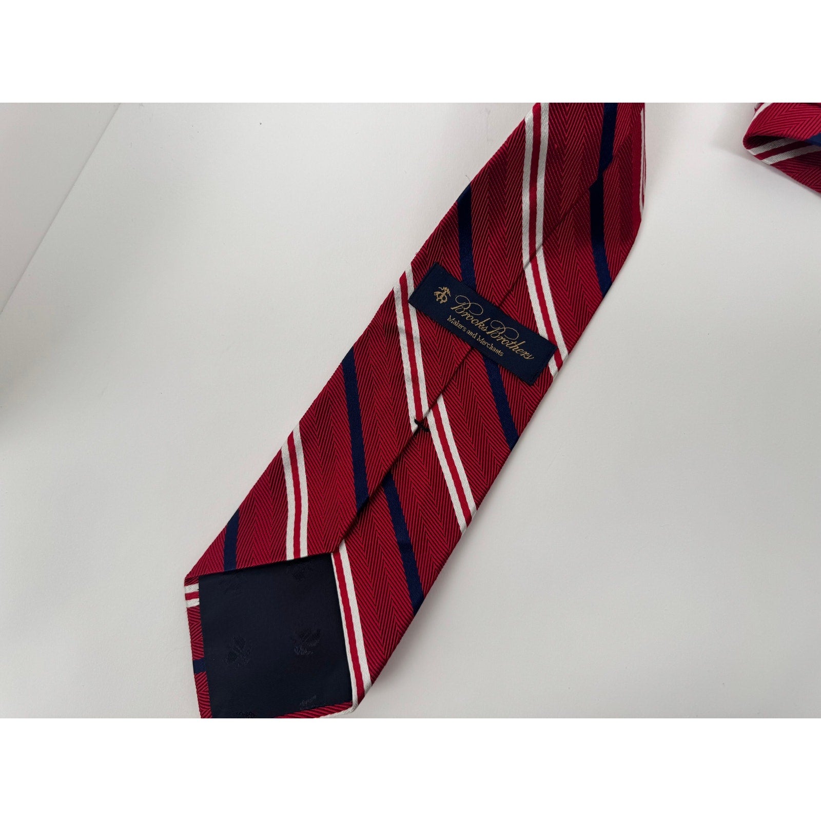 Brooks Brothers NWOT Men's Red & Navy Blue Silk Blend Striped Neck Tie