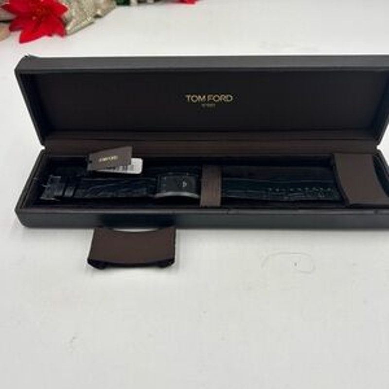 Tom Ford men's N001 Black Leather watch Swiss quartz movement NWT