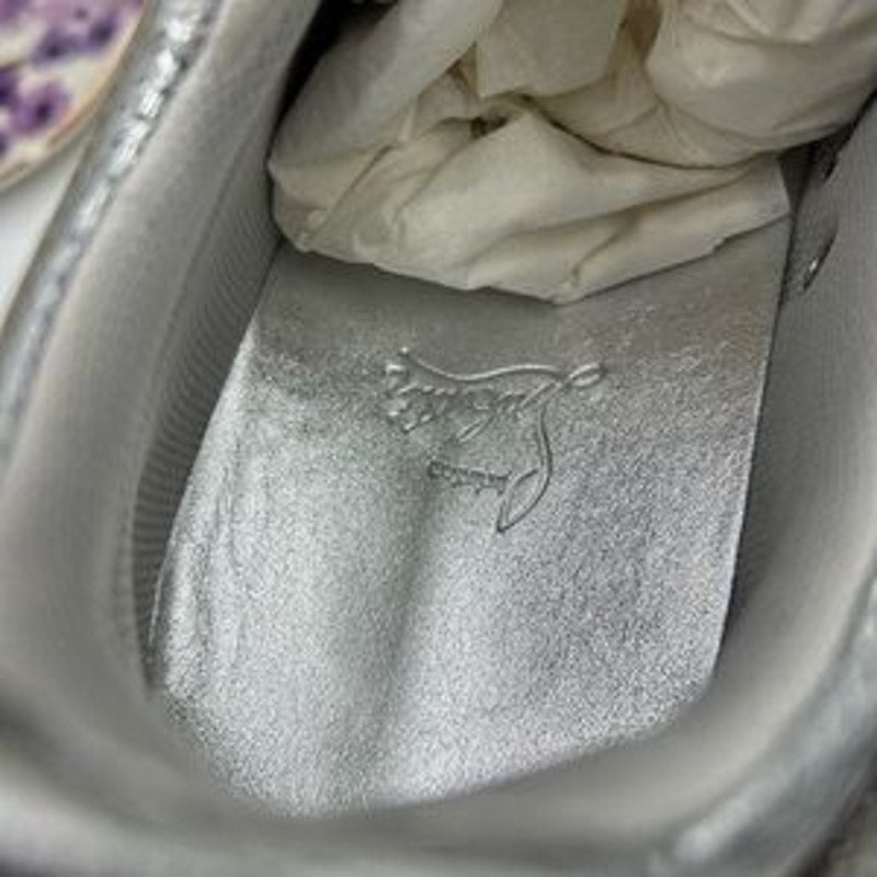 Men's Christian Louboutin TUTTI RUI low top silver leather sneakers size 46