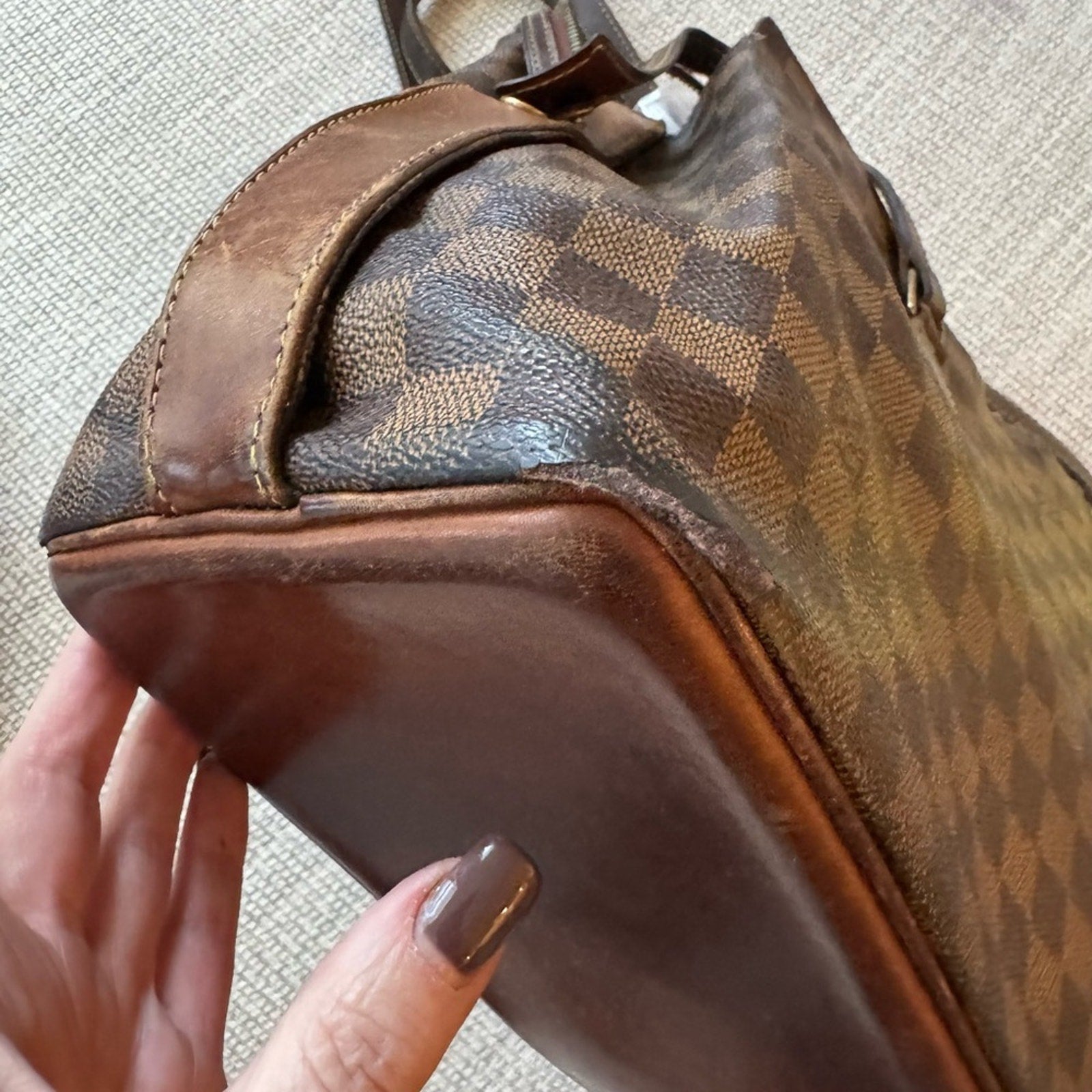 Louis Vuitton Damier Ebene tote, similar size to a Neverful..and functionality
