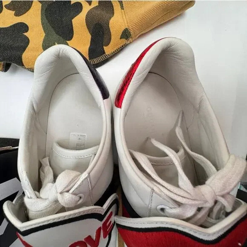 VNDS OG Women's Gucci White Leather Blind For Love Ace Sneakers Size 39