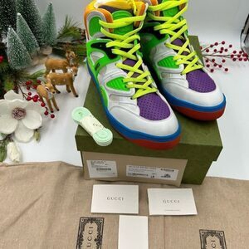 Women’s Gucci basket high top leather sneakers size 40.5