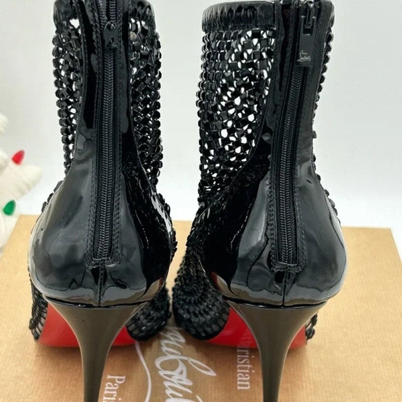 Women's Christian Louboutin, Kate Max 100 crystal embellished mesh/patent 40