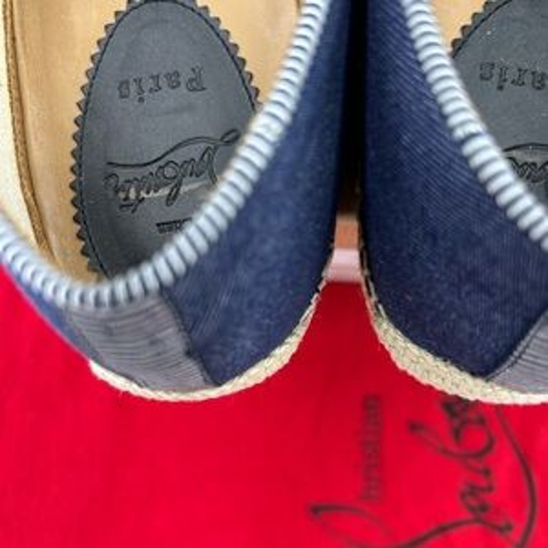 Men's Christian Louboutin Nanou orlotto flat espadrilles in blue denim size 42
