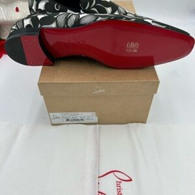 Christian Louboutin Mens dandelion flat black/white loafers size 46.5 Italy