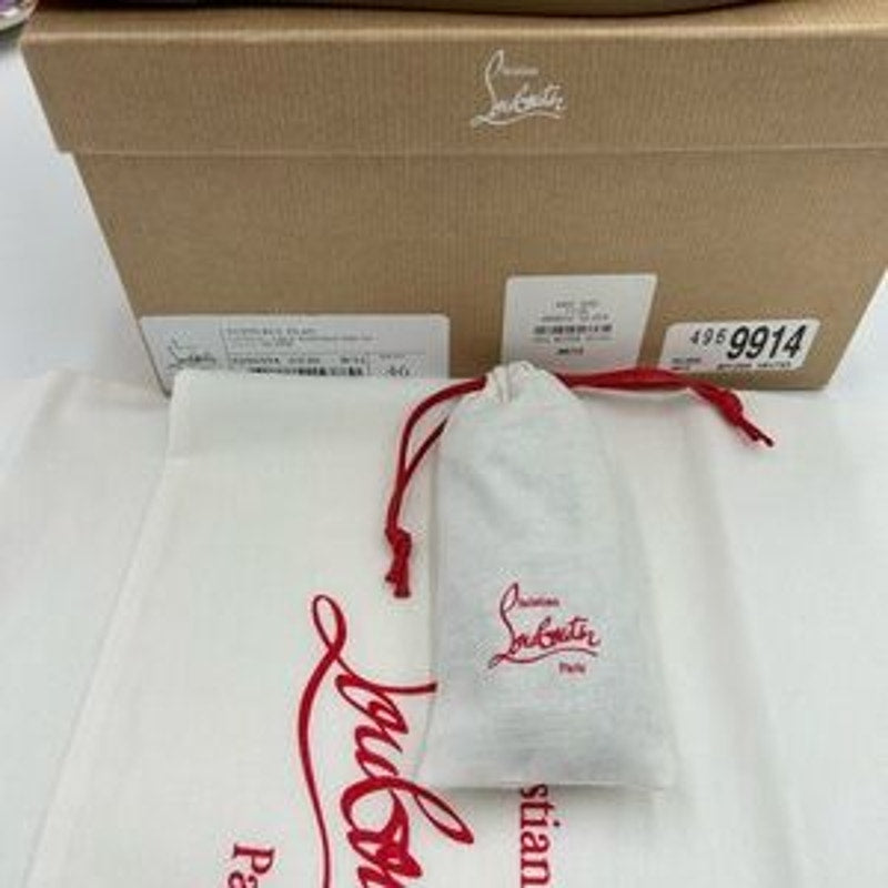 Men's Christian Louboutin TUTTI RUI low top silver leather sneakers size 46