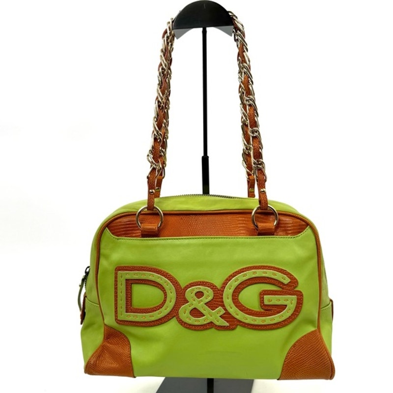 Dolce & Gabbana Runway Green leather w/ Brown exotic leather and gold hardware