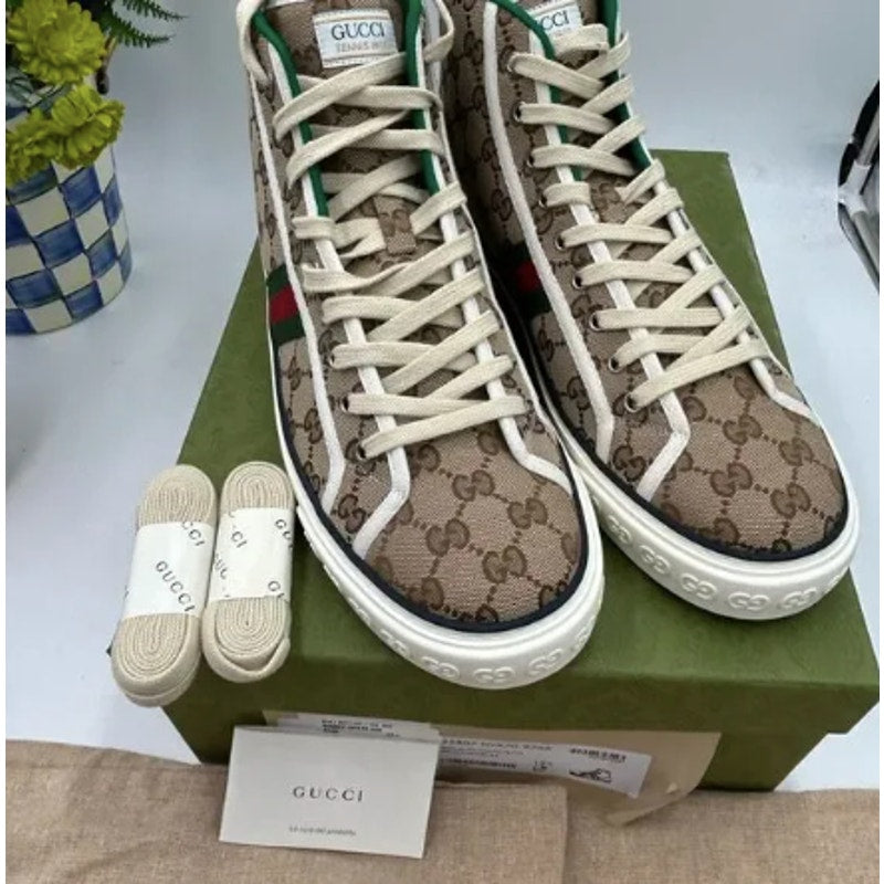 Men's Gucci tennis 1977 high top sneakers size 12.5 made in Italy