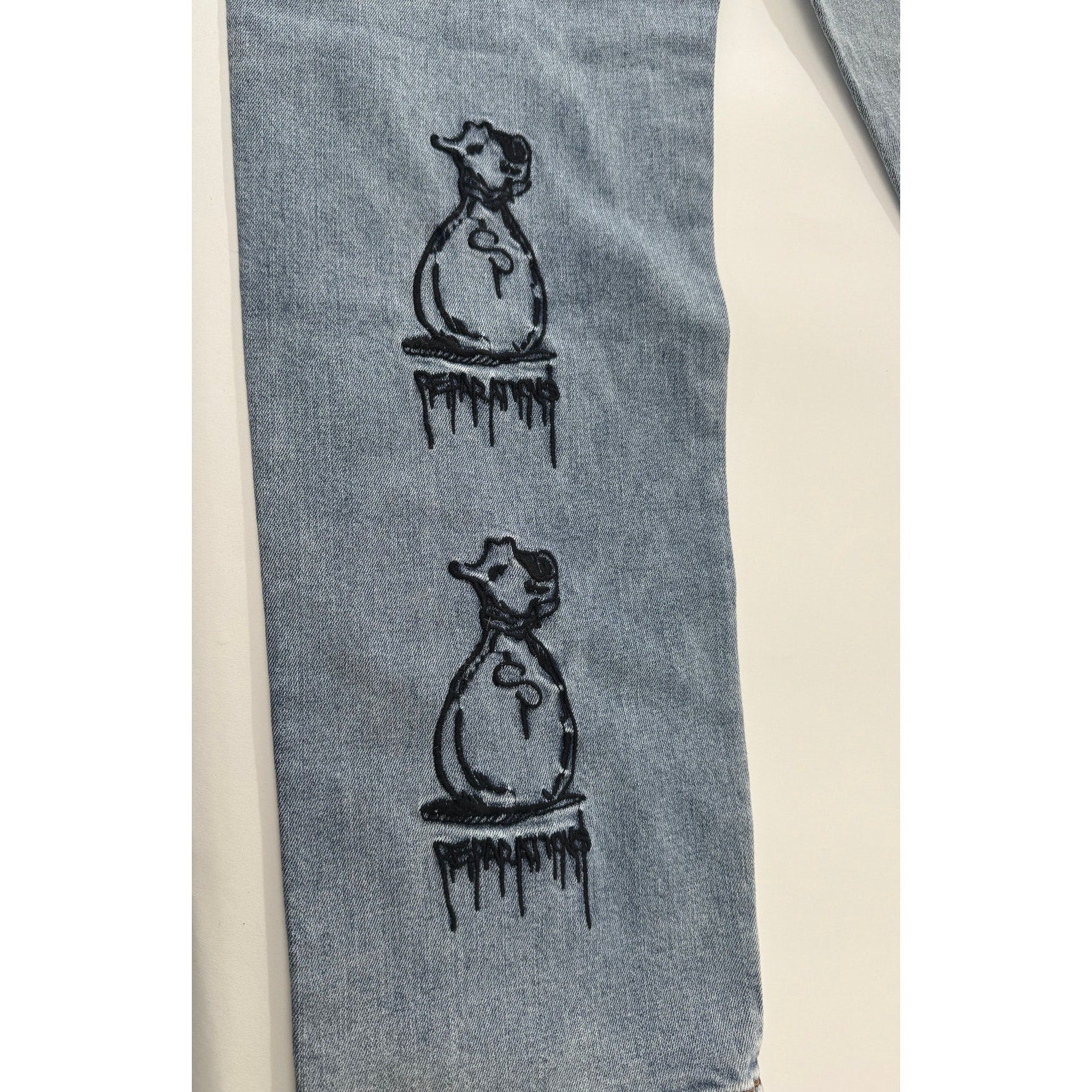 Men's C’est Bon Moneybag Graffiti Style Denim Jeans Size XL