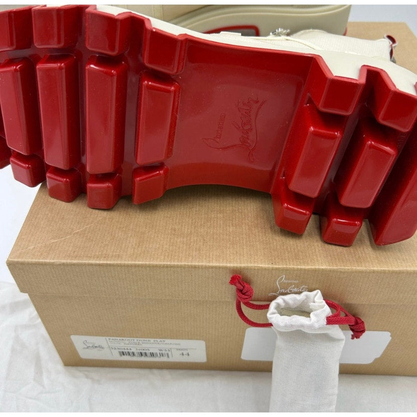 Men's Christian Louboutin panaroot Dune combat boots coated canvas/leather 44