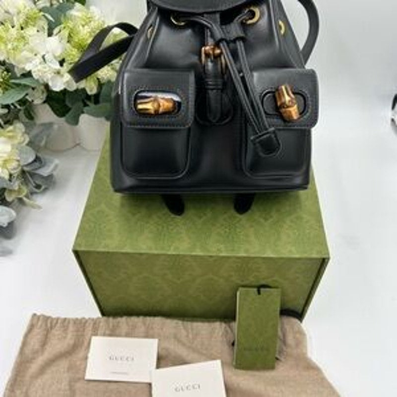 Gucci leather bamboo backpack made in Italy NWT