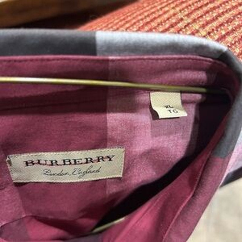 Burberry London England Men's Checkered Shirt - Red and Black size XL