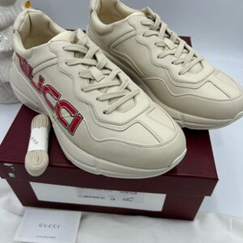 Gucci Beige Sneakers with Red Accents size 10 made in Italy