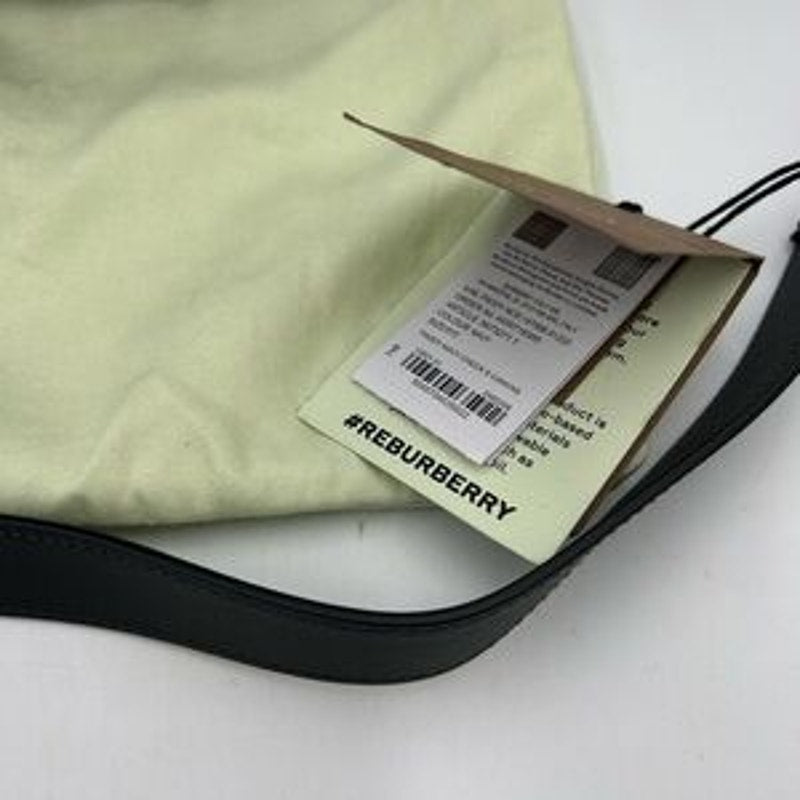 Men's Burberry, check messenger bag in navy blue. Adjustable shoulder strap.