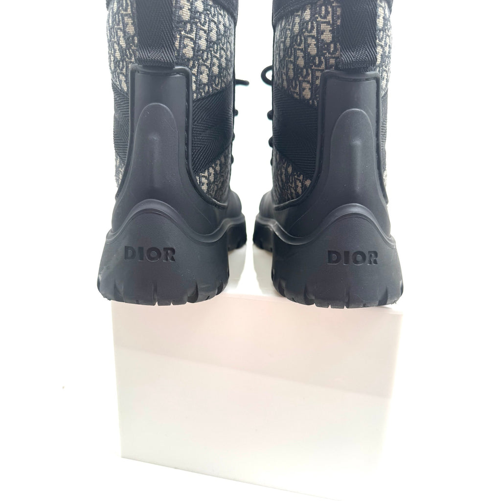 Men's Dior Garden Oblique Black/Beige Lace Up Combat Boots Size 41