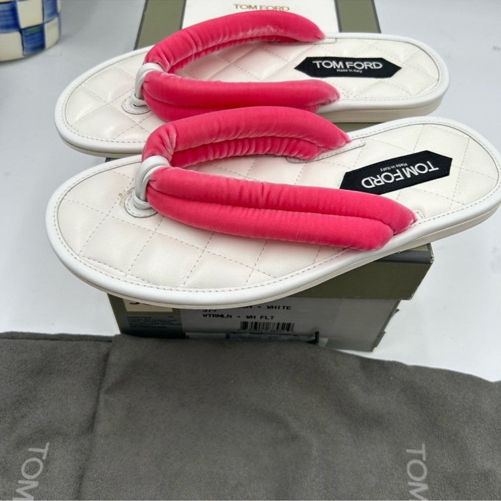 Women's Tom Ford Watermelon/White Flip-flop sandals 
Sizes 37.5 
Made in Italy