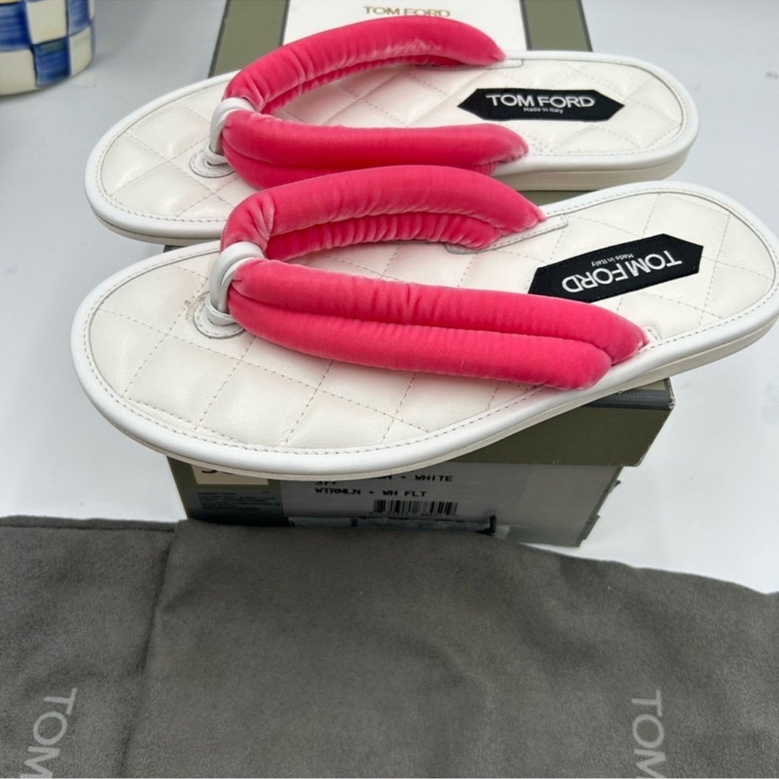 Women's Tom Ford Watermelon/White Flip-flop sandals 
Sizes 37.5 
Made in Italy