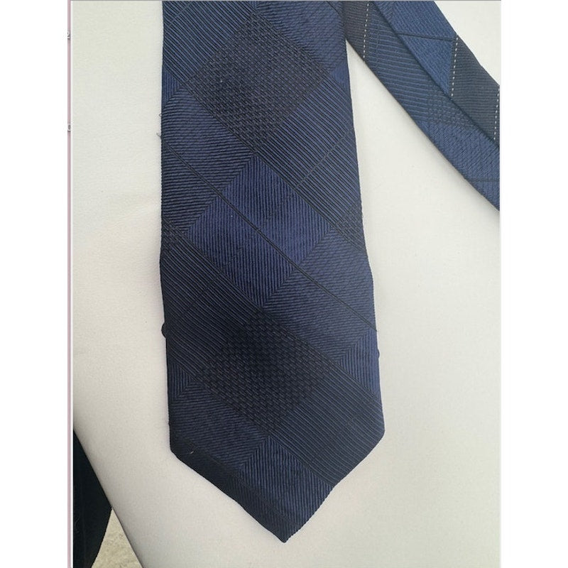 Dries Van Noten NWT Silk Tie Black & Blue Designer Luxury Neck Tie
