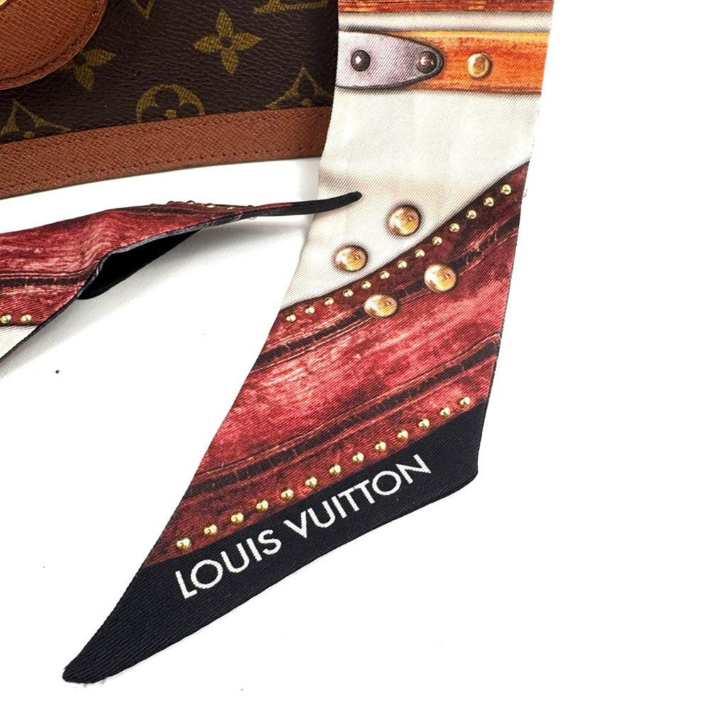 Louis Vuitton Limited Edition Steamer Trunk Silk Bag Handle Wrap Scarf Hair Tie