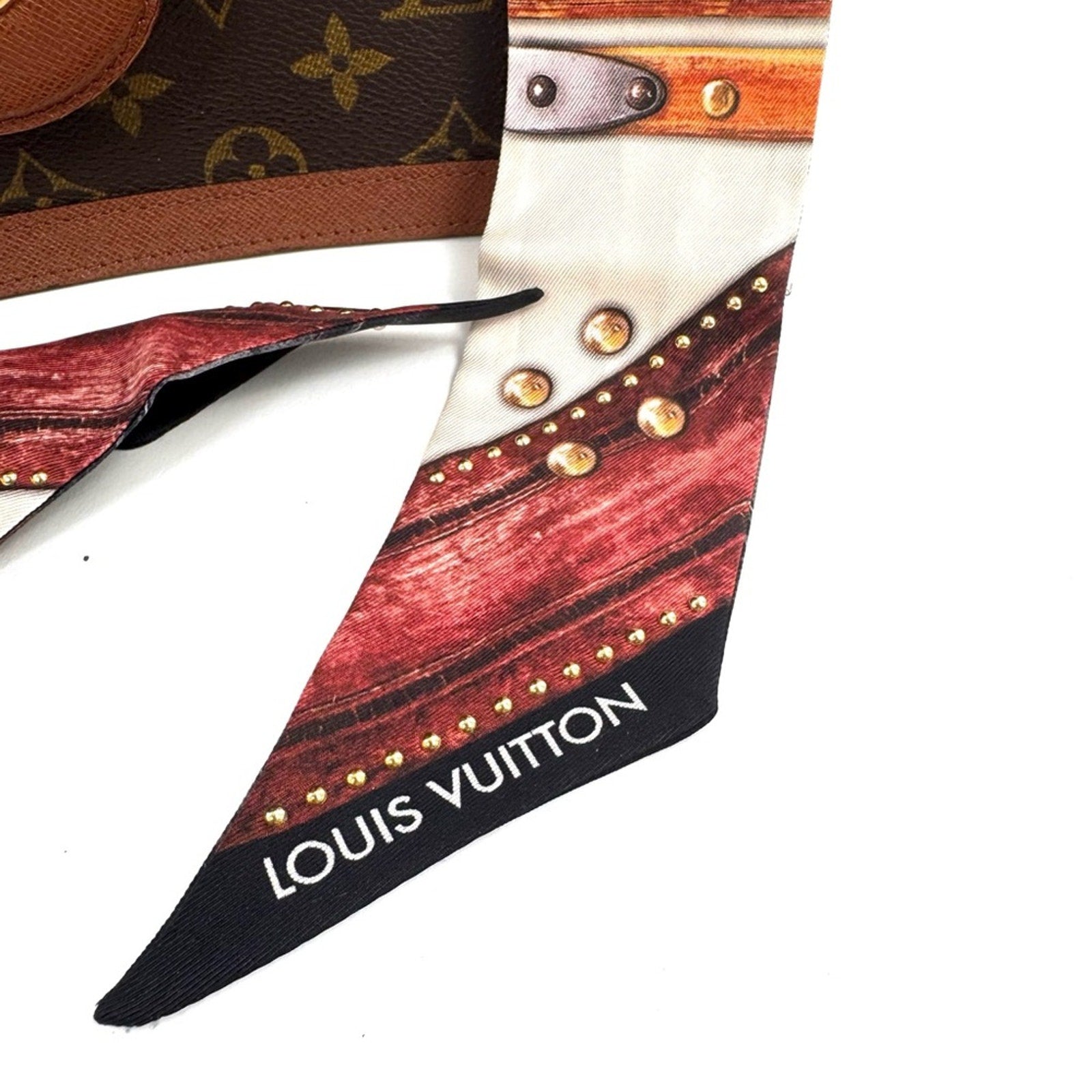 Louis Vuitton Limited Edition Steamer Trunk Silk Bag Handle Wrap Scarf Hair Tie