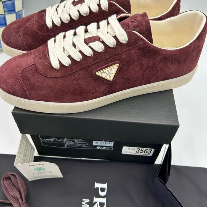 Men's Prada triangle logo suede sneakers size 9 US made in Italy