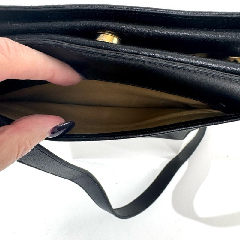 Valentino black leather 2 way structured dual compartment bag w/exterior pocket