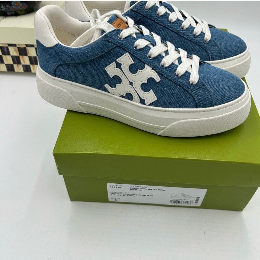 Women's Tory Burch platform denim sneakers size 8 US