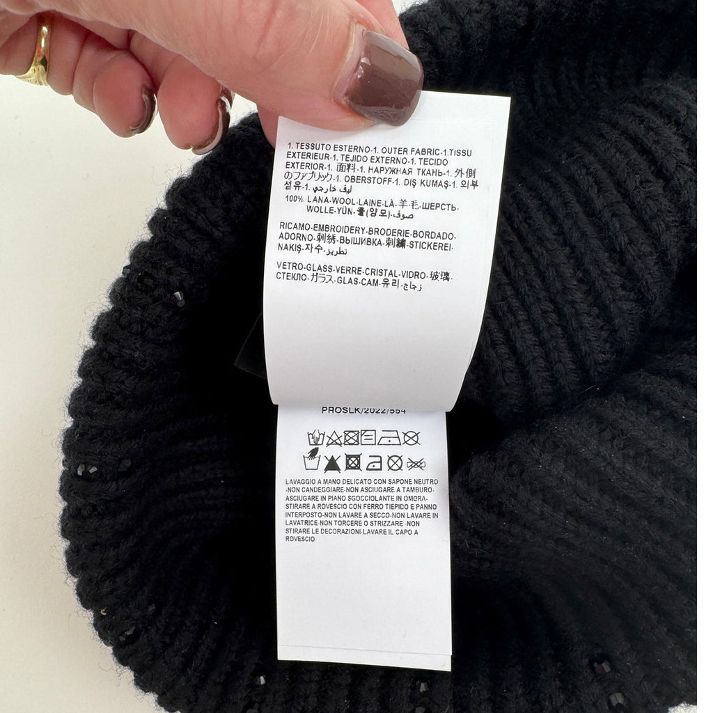 Men's Versace x Swarovski Crystal Black Knit Beanie – Retail $1,200