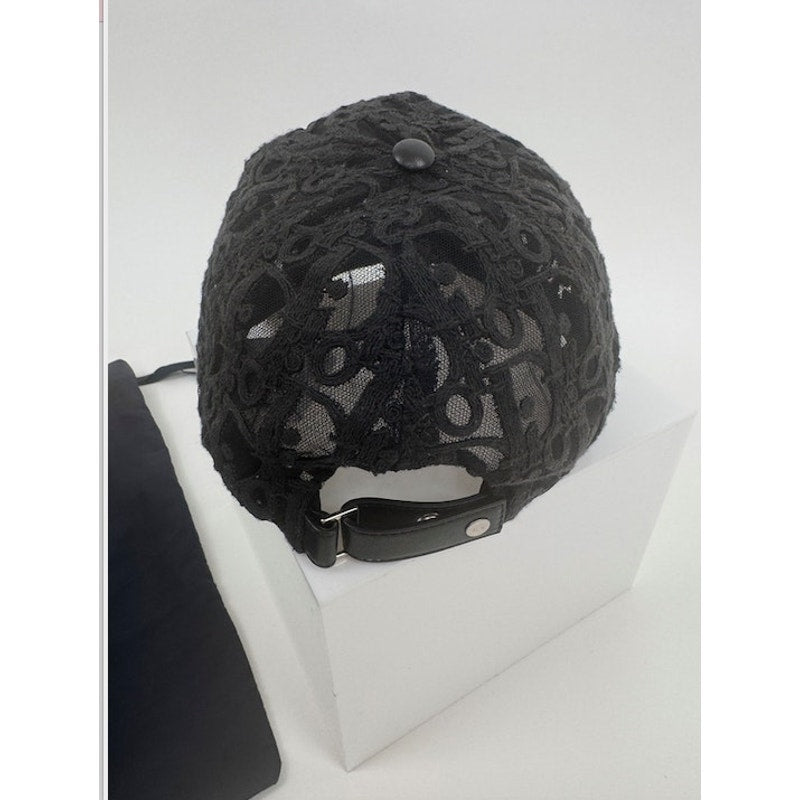 Christian Dior Oblique Technical Tulle Mesh Baseball Cap Black Size L Dust Bag