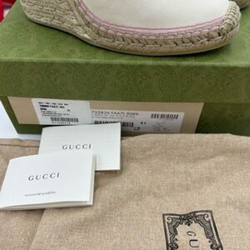 Women’s Gucci white/pink wedge espadrilles size 41 made in Spain