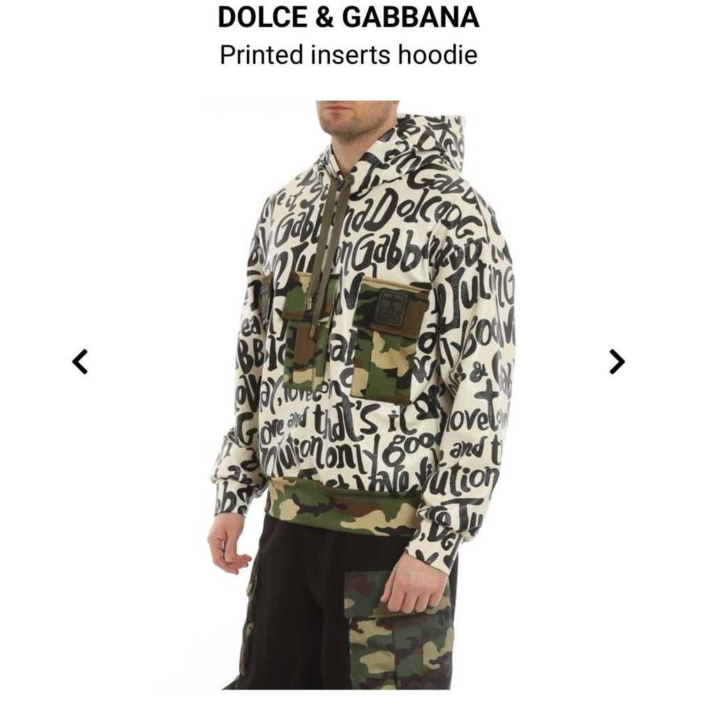 Men's Dolce & Gabbana NWOT Camouflage Print Inserts Hoodie Size L