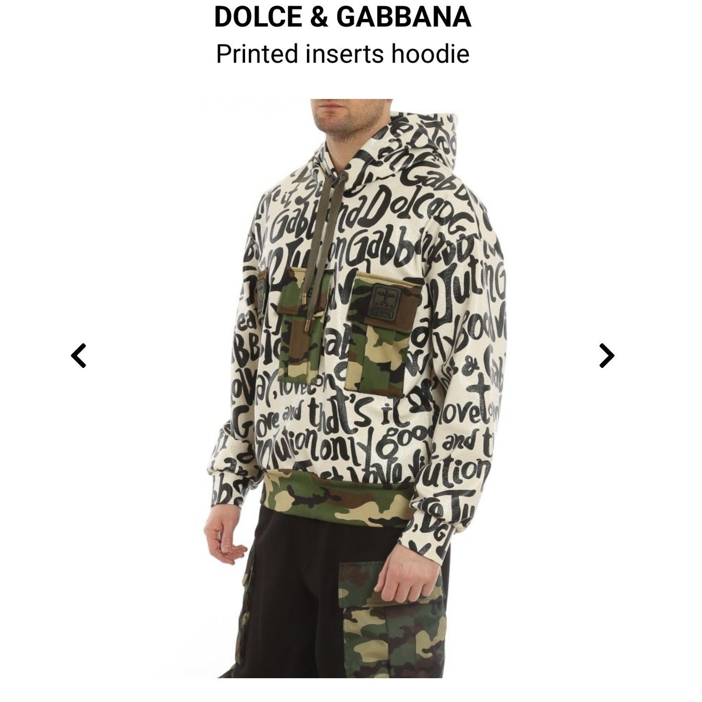 Men's Dolce & Gabbana NWOT Camouflage Print Inserts Hoodie Size L