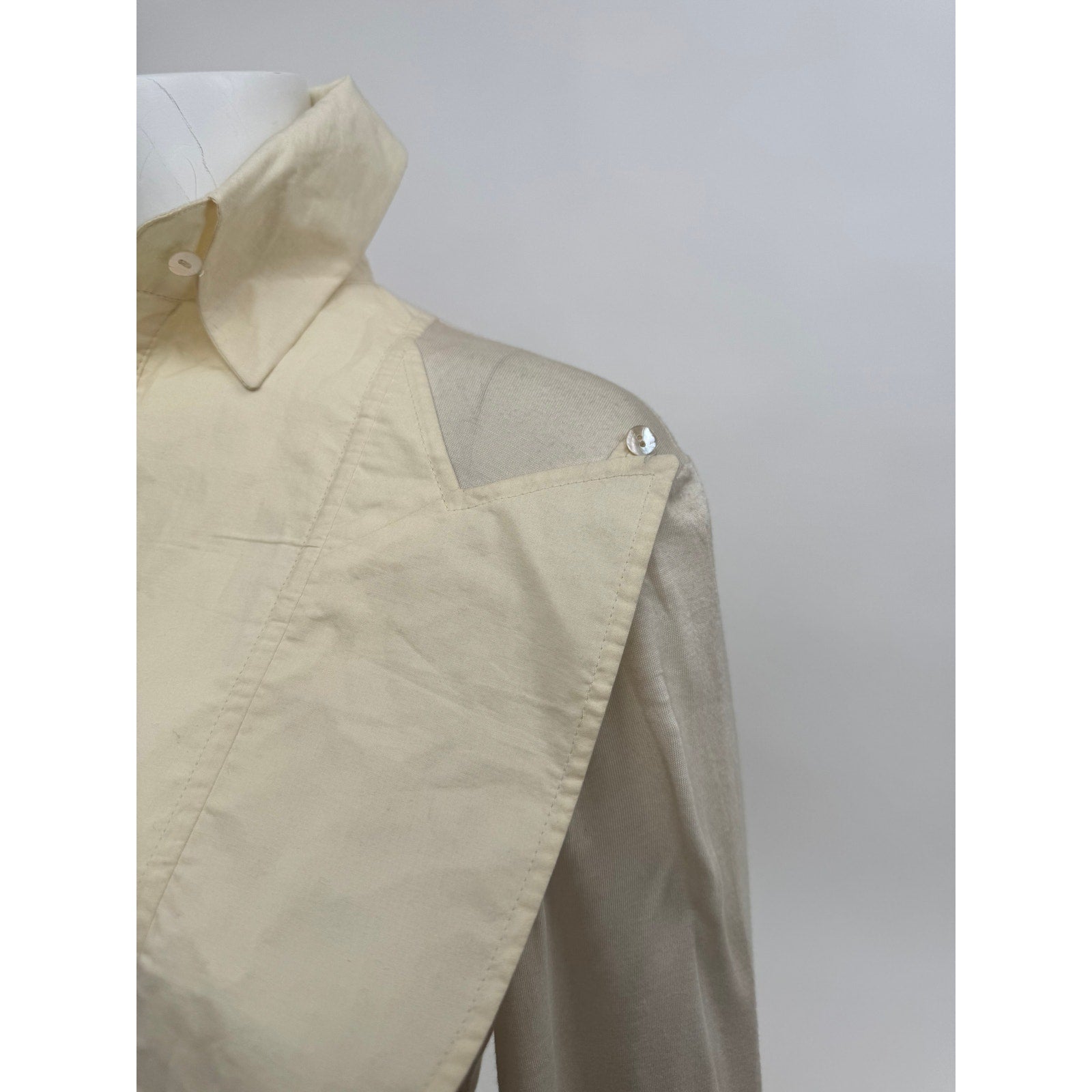 Bora Aksu Cream Ruffle Cotton Long Sleeve Button Front Blouse Size 10